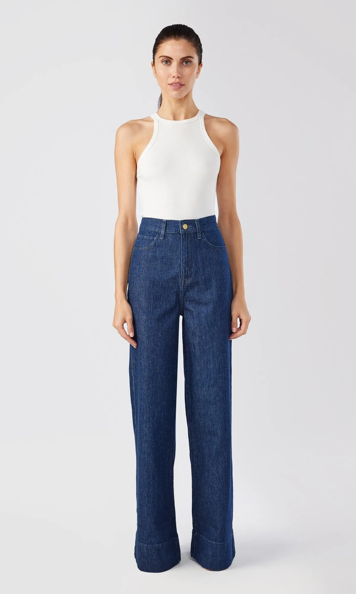 Ms. Onassis V-High Rise Wide Leg Jean - Dark Indigo