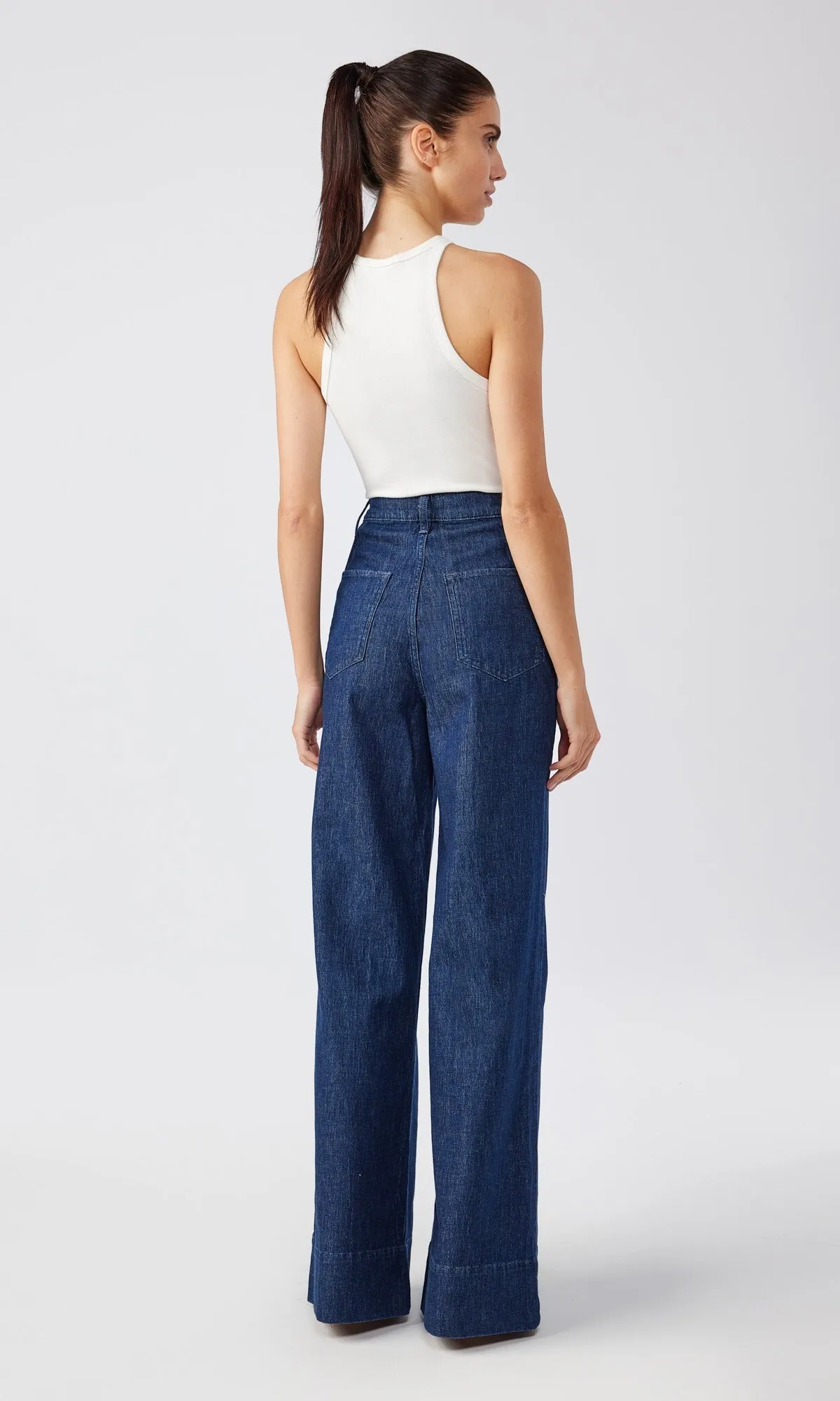 Ms. Onassis V-High Rise Wide Leg Jean - Dark Indigo