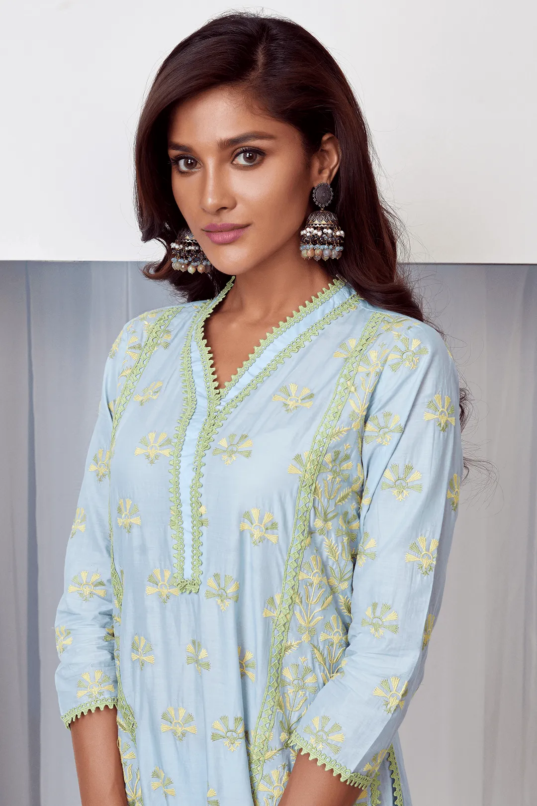 Mulmul Cotton Caprice Kurta With Caprice Pant