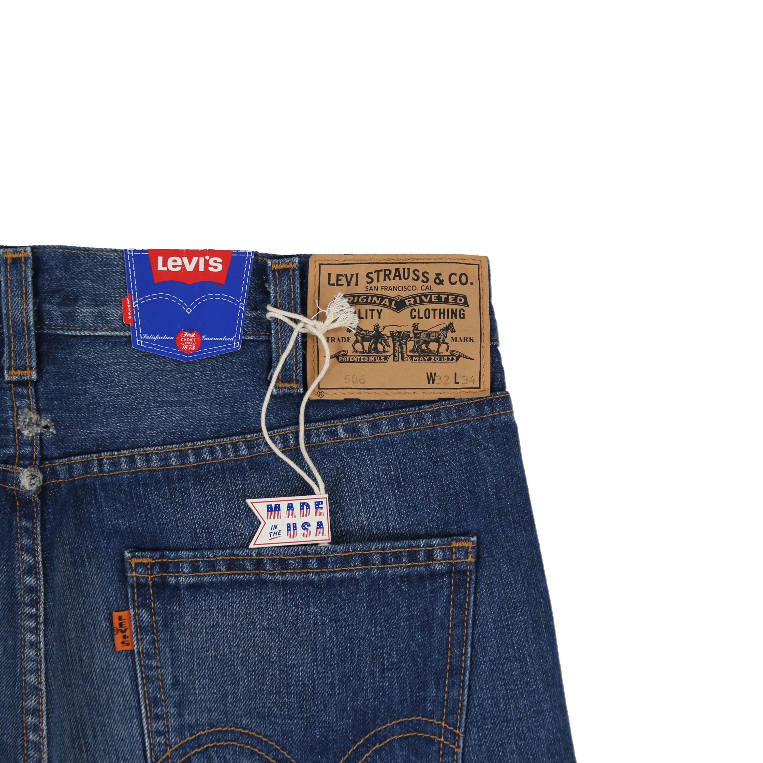 New Levis LVC 606 Big E Orange Tab Denim Jeans