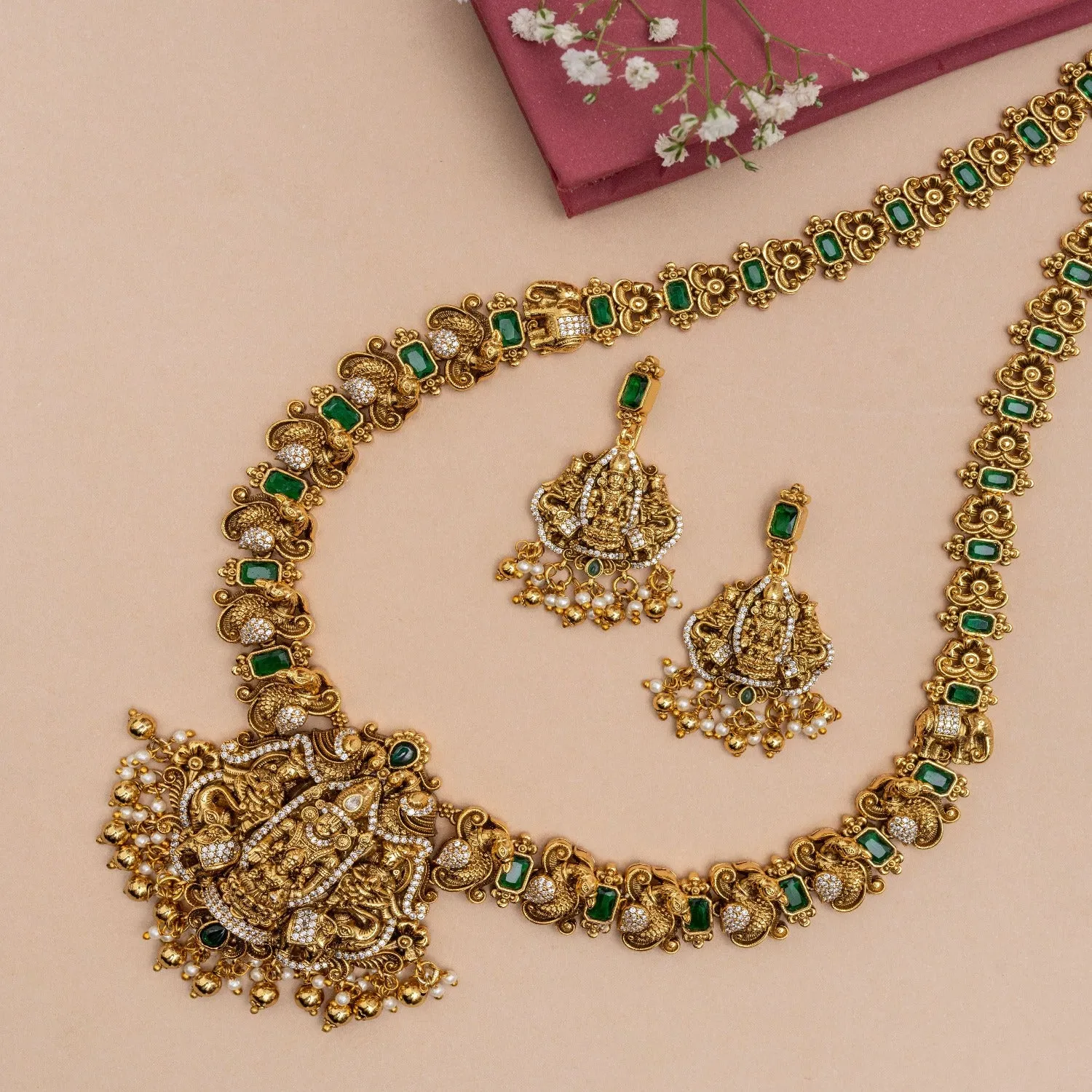 Perumal Antique Temple Long Necklace Set