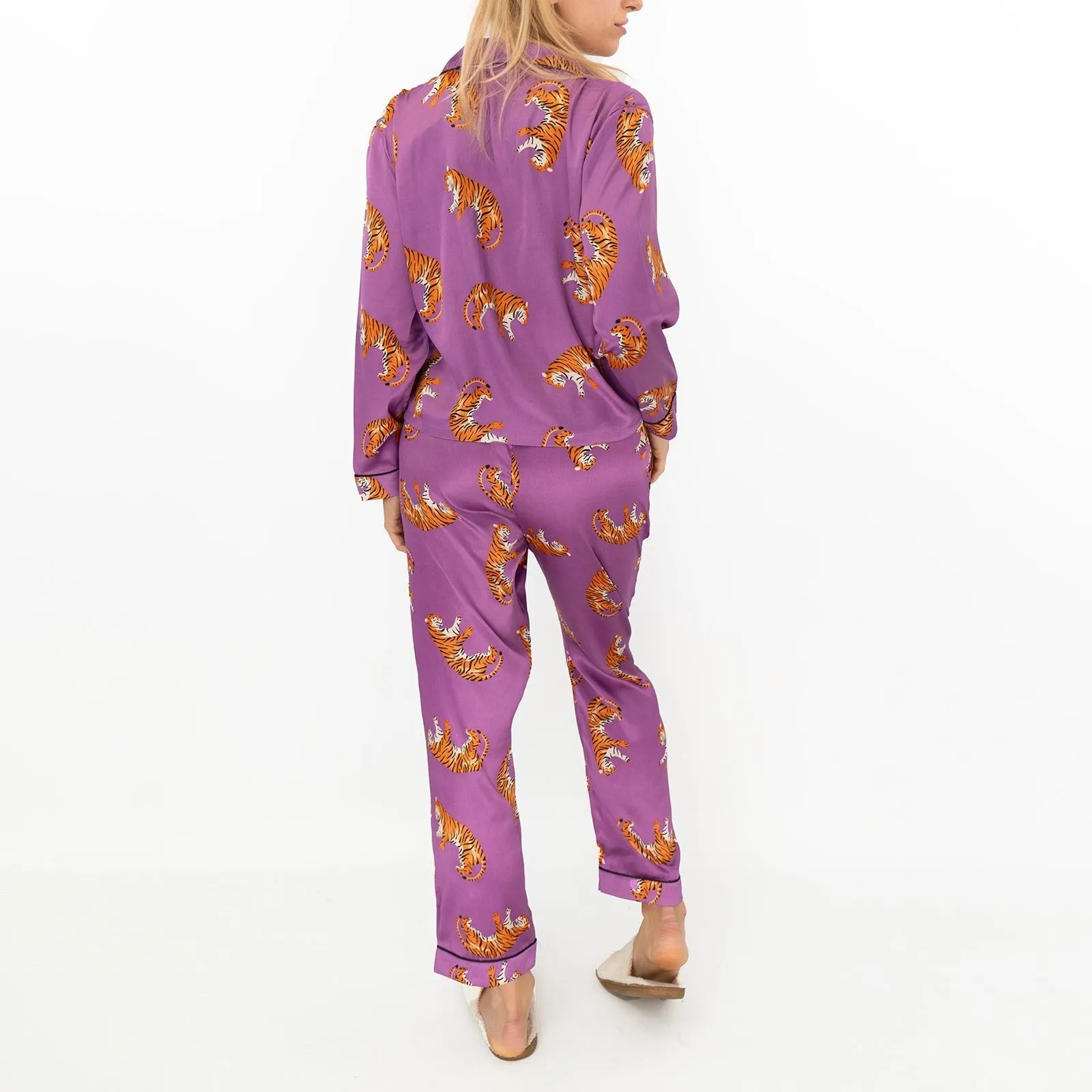 Pretty Little Thing Purple Tiger Print Pyjama Set