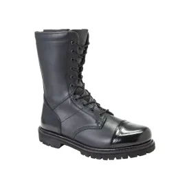 Rocky Mens Black Leather 10in Combat Zipper Jump Duty Boots