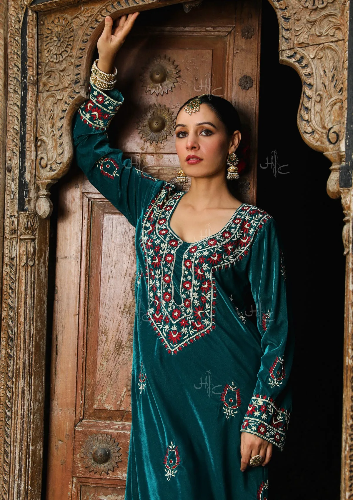 Rumi Embroidered Velvet Straight Kurta Set