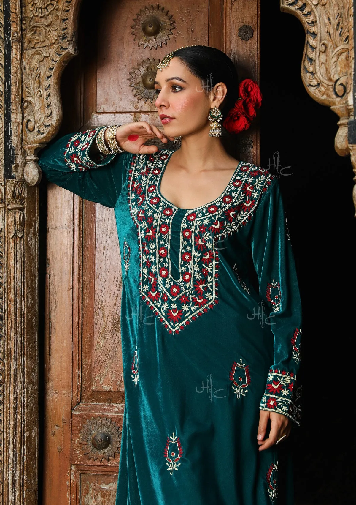 Rumi Embroidered Velvet Straight Kurta Set