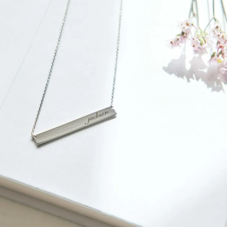 Script Skinny Bar Necklace