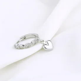 Silver Small Heart Delicate Hoop Earring