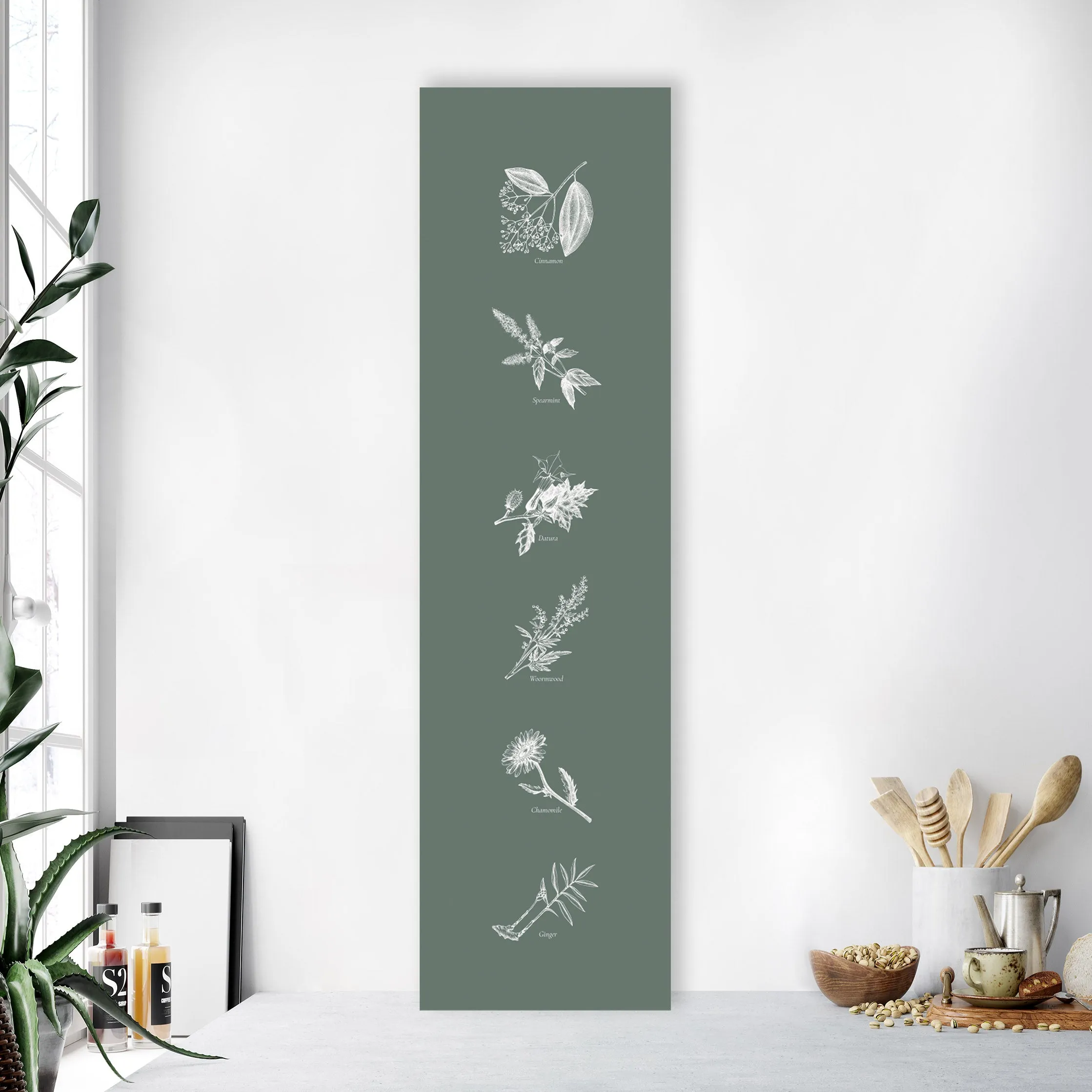 Skinny Framed Botanical Herb & Spice Canvases