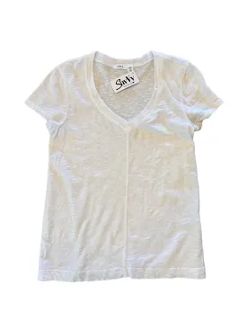 Slim Deep V Neck Rib Back Tee in white by Wilt