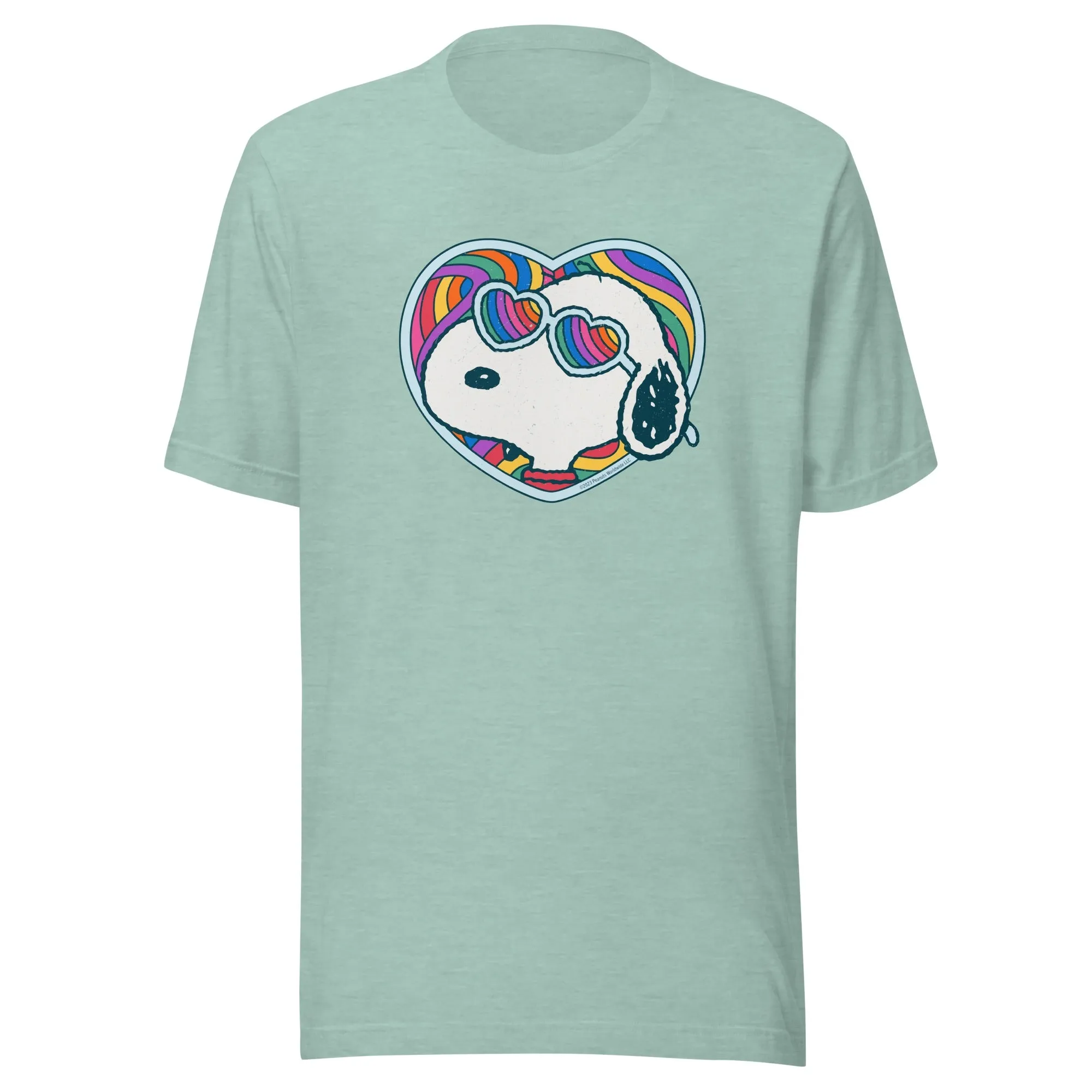 Snoopy Rainbow Heart Adult T-Shirt Adult Short Sleeve T-Shirt