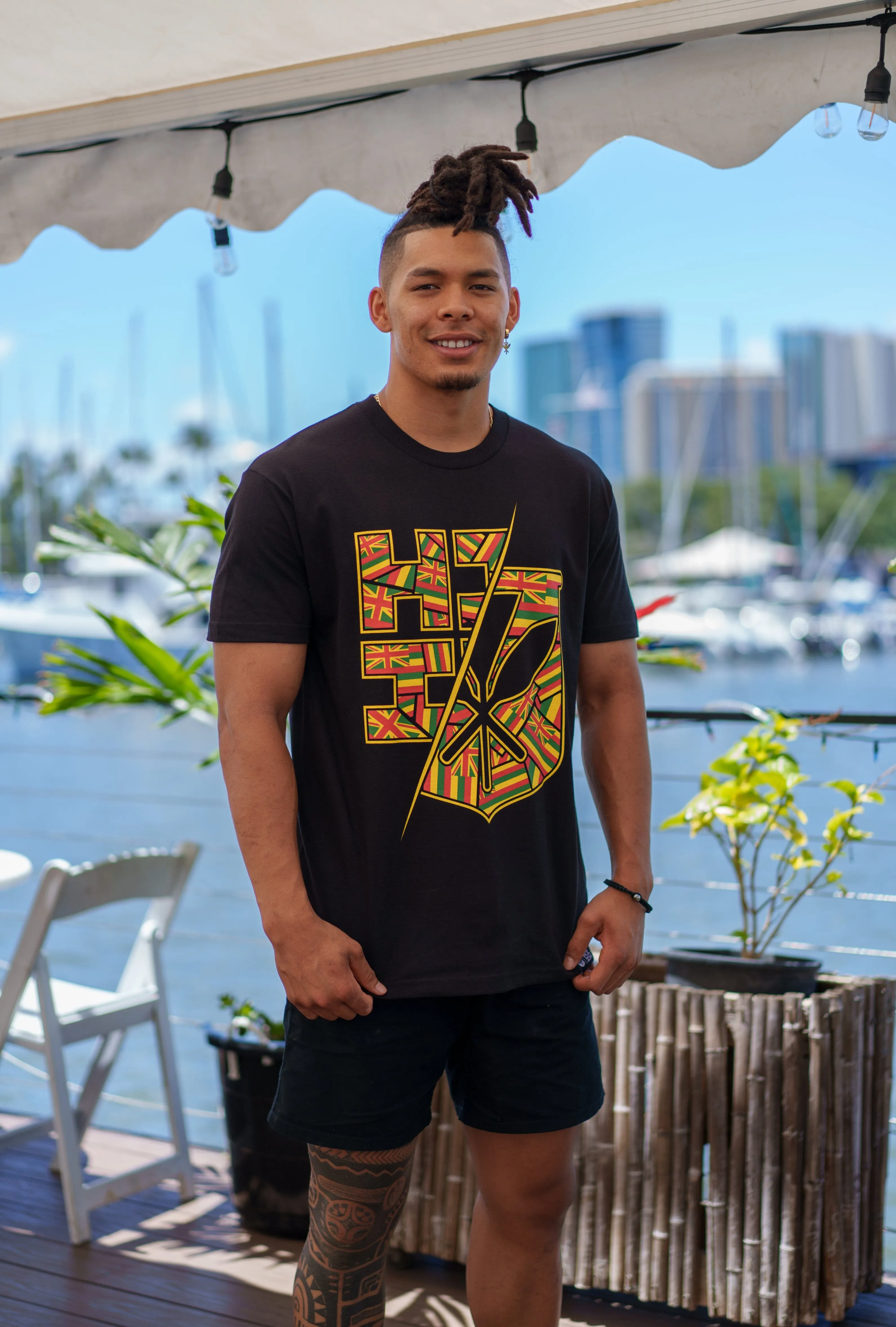 SPLIT LOGO FLAG RASTA T-SHIRT (ALL SALES FINAL)