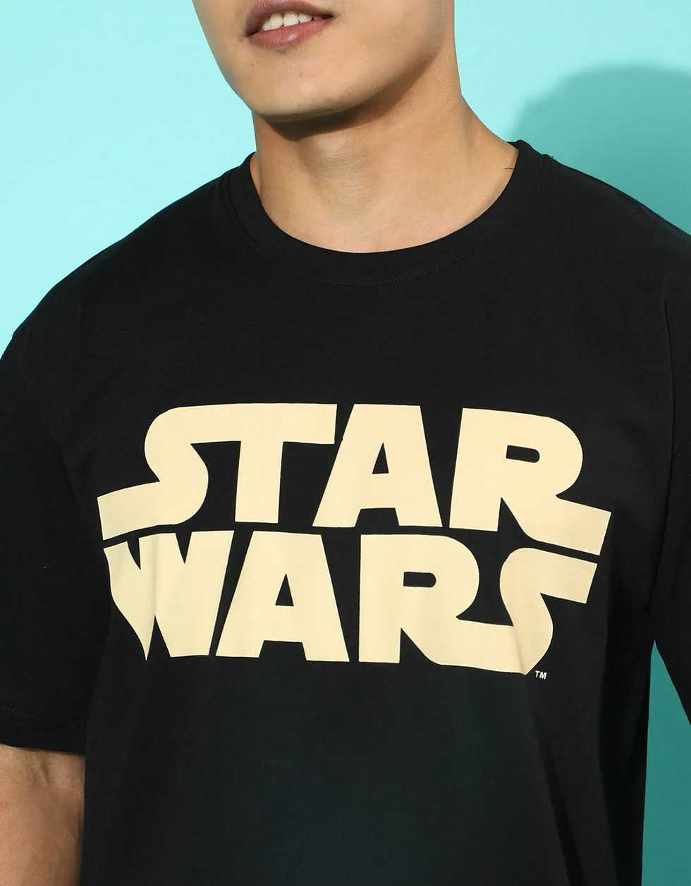 Starwars Black Oversized Back Graphic Printed Tshirt