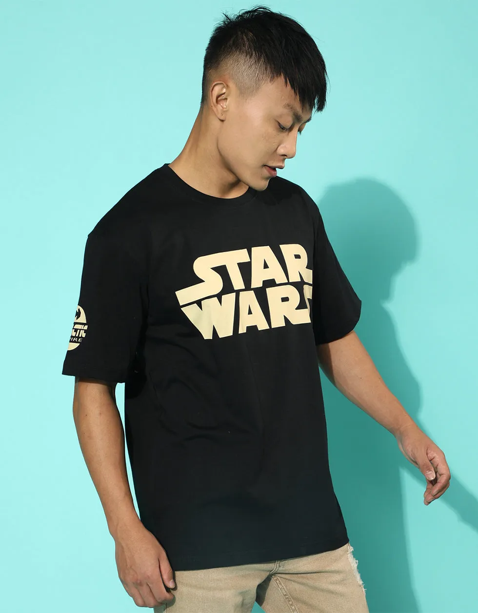 Starwars Black Oversized Back Graphic Printed Tshirt