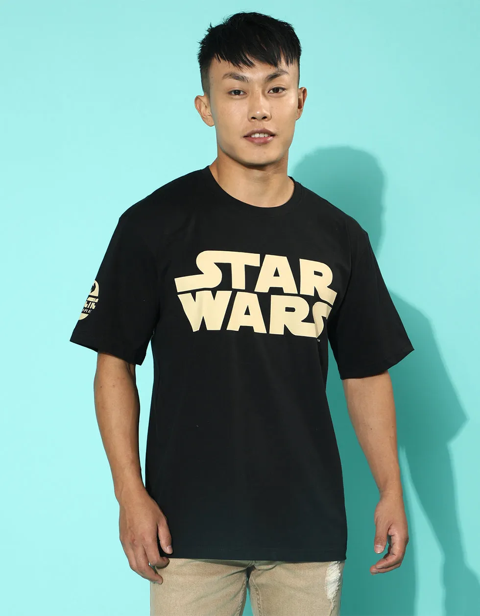 Starwars Black Oversized Back Graphic Printed Tshirt