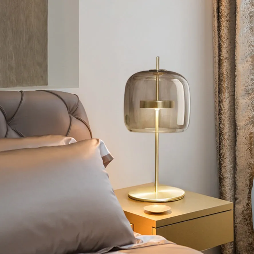 Stellar Modern Glass and Gold Table Lamp