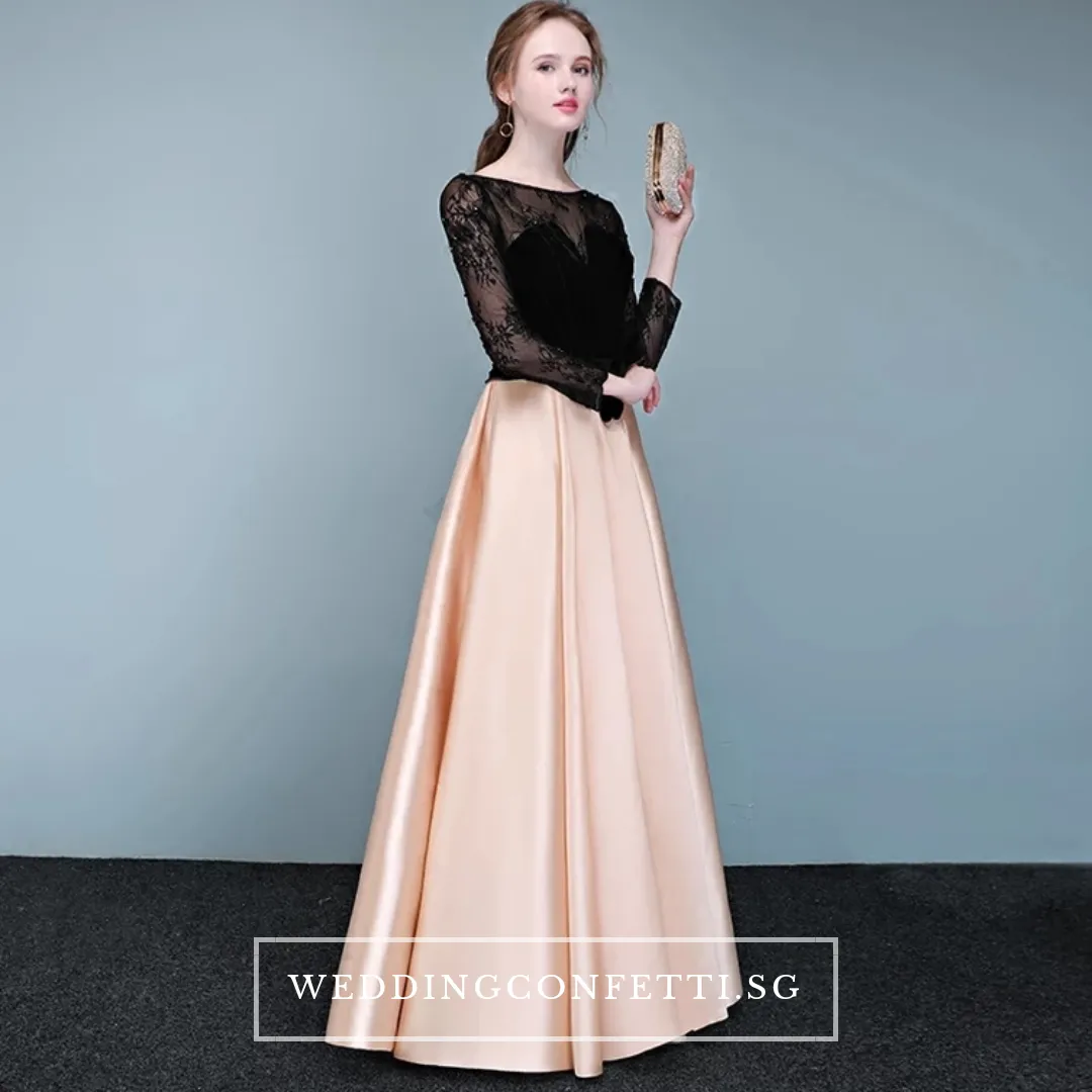 The Chantelle Champagne Lace Long Sleeves Gown