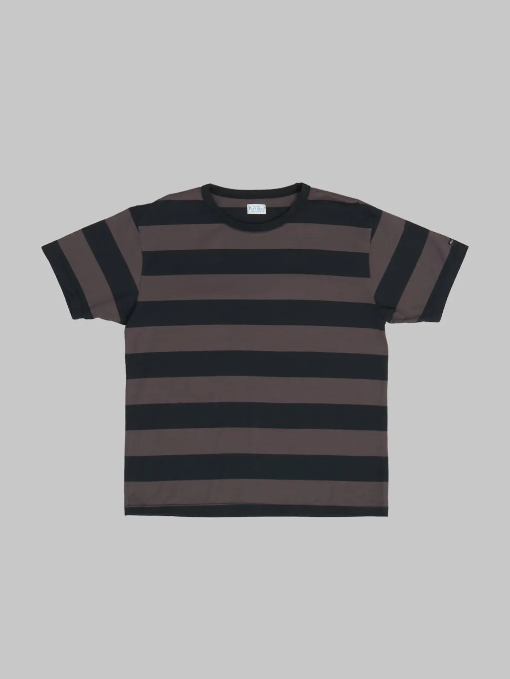 The Flat Head Loopwheeled Border T-Shirt Black/Charcoal