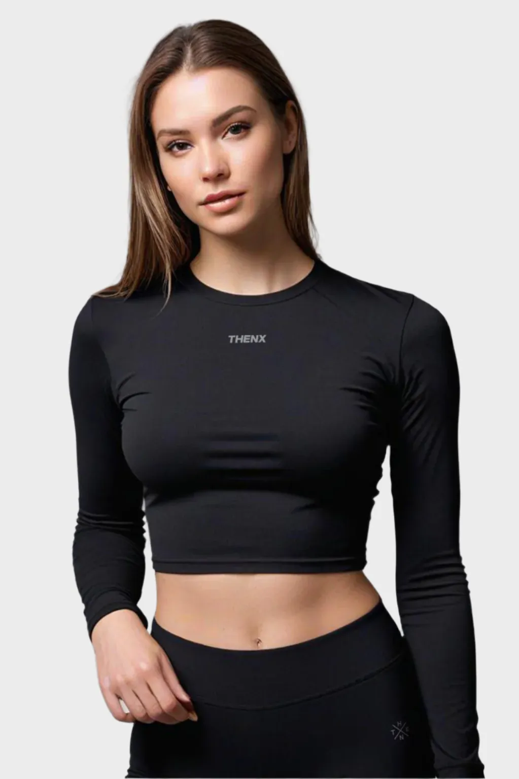 Thenx Cropped Long Sleeve Tee - Black