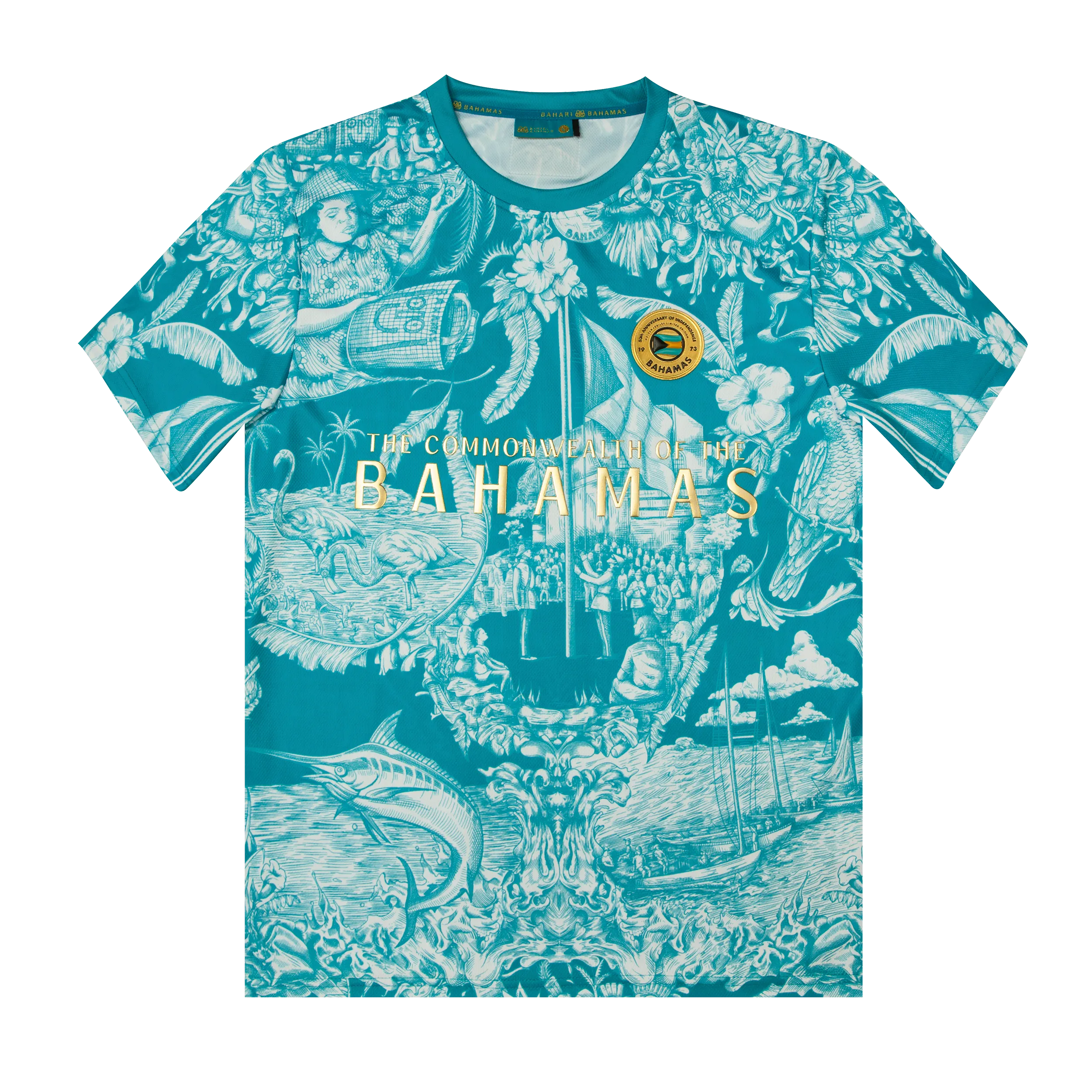 UNISEX 50TH INDEPENDENCE TEE- AQUA