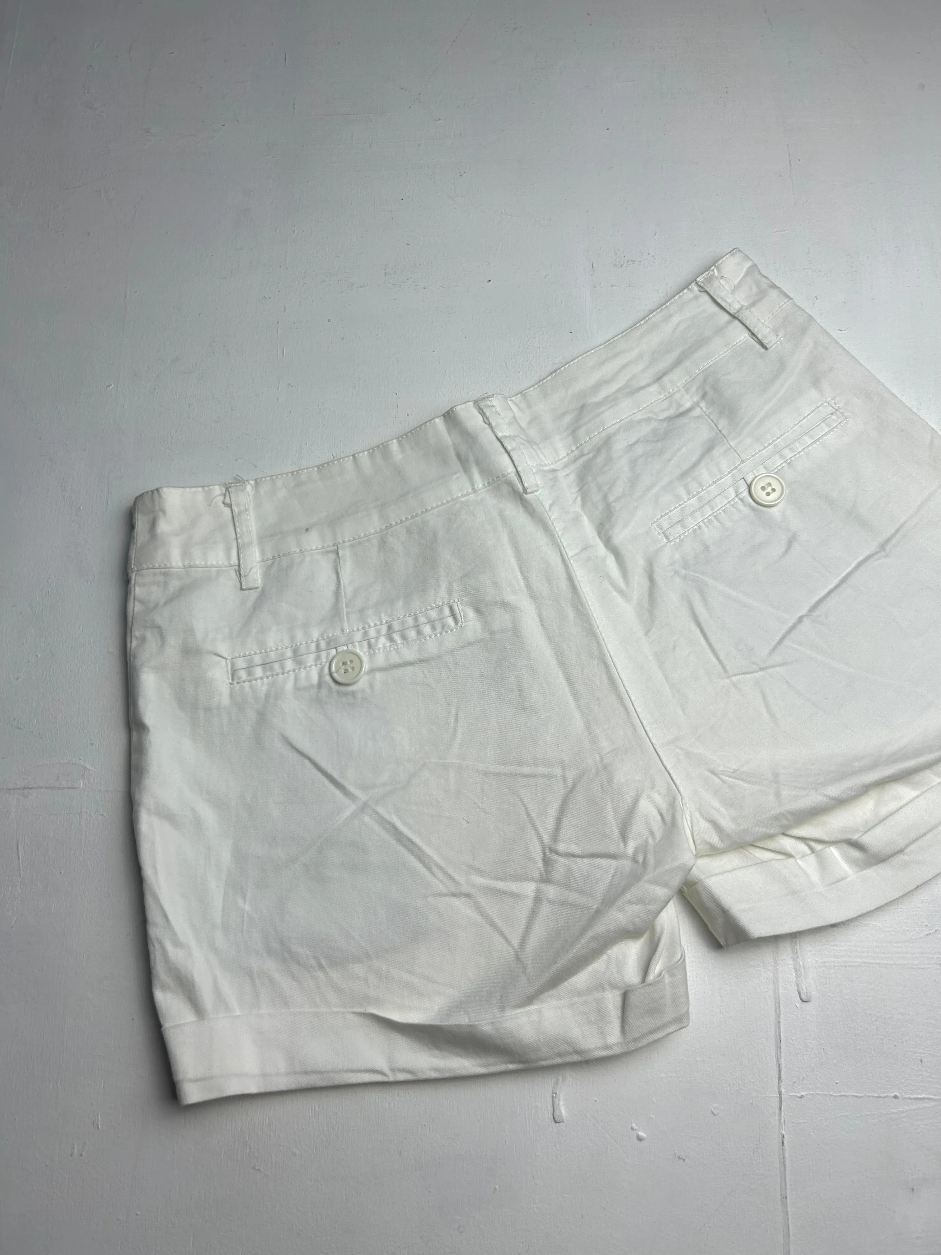 White cotton low rise mini/ micro office short (S/M)