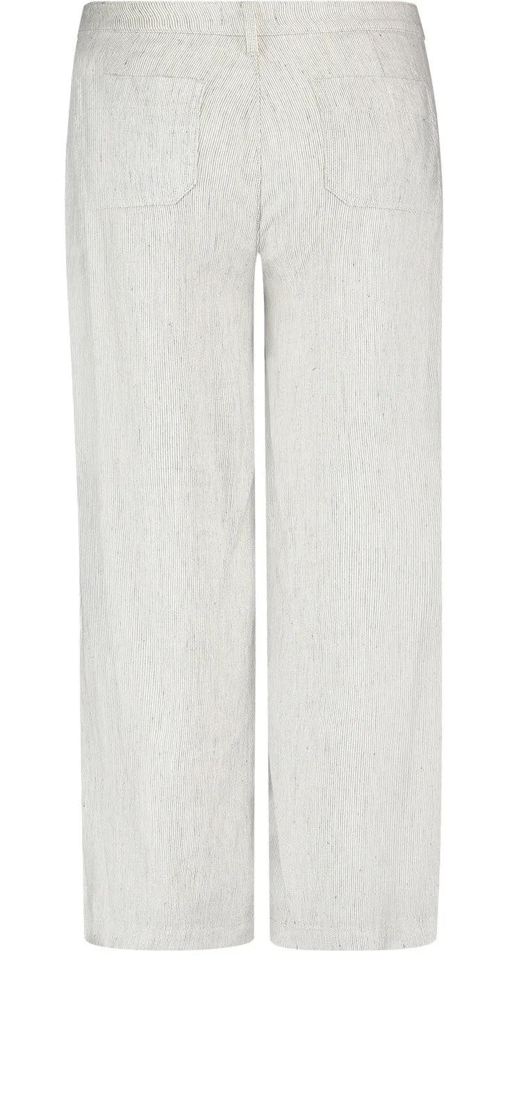 Wide Leg Ankle Trouser Gestreept Stretch Linnen | Slubby Stripe