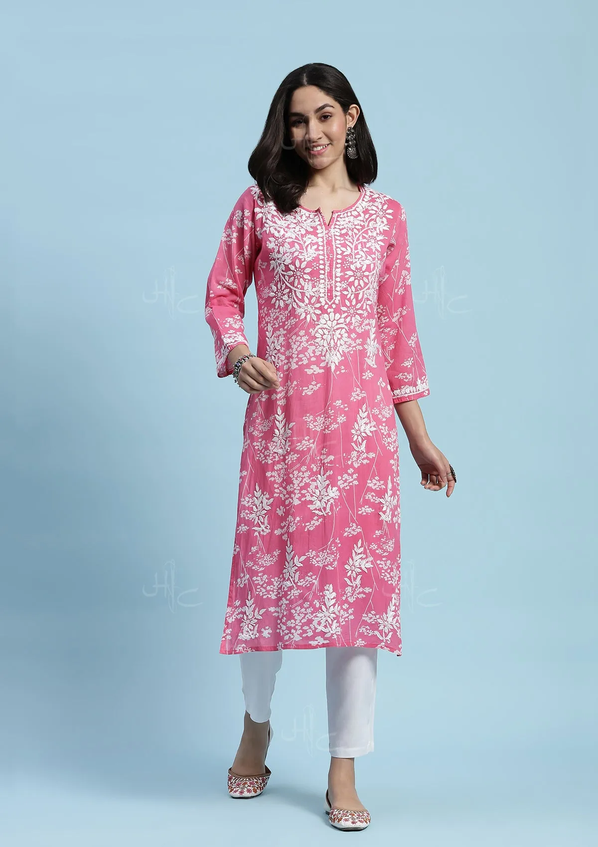 Zainab Chikankari Mulmul Straight Kurta